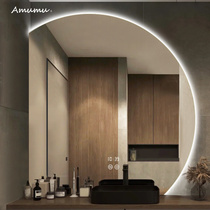 Irregular Bathroom Mirror Semicircular Mirror Toilet Hung Wall Led Light Shine Mirror Intelligent Round Mirror Dresser Profiled