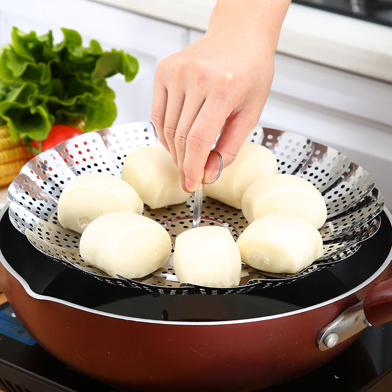 Creative Stainless Steel Steaming Rack Multifunction retractable Steaming Folding Steam Pan Household Steamed Dumplings Water Dumplings Rack Lotus