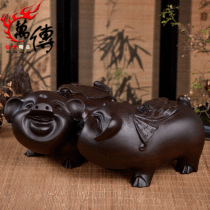 Wan Chuan wood carved pig ornaments Ebony Pig zodiac pig solid wood mahogany carving crafts home accessories gifts