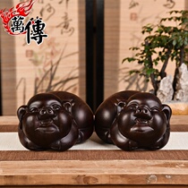 Wanchuan wood carving pig ornaments twelve Zodiac Fu pig large solid wood home accessories mahogany carving crafts