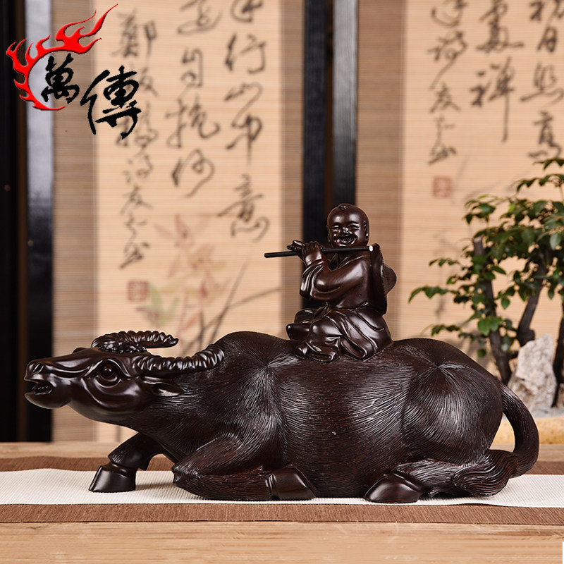 Wooden carvings of zodiac animals, cattle ornaments, cattle riding craft gifts, buffalo ornaments, solid wood home accessories, gifts