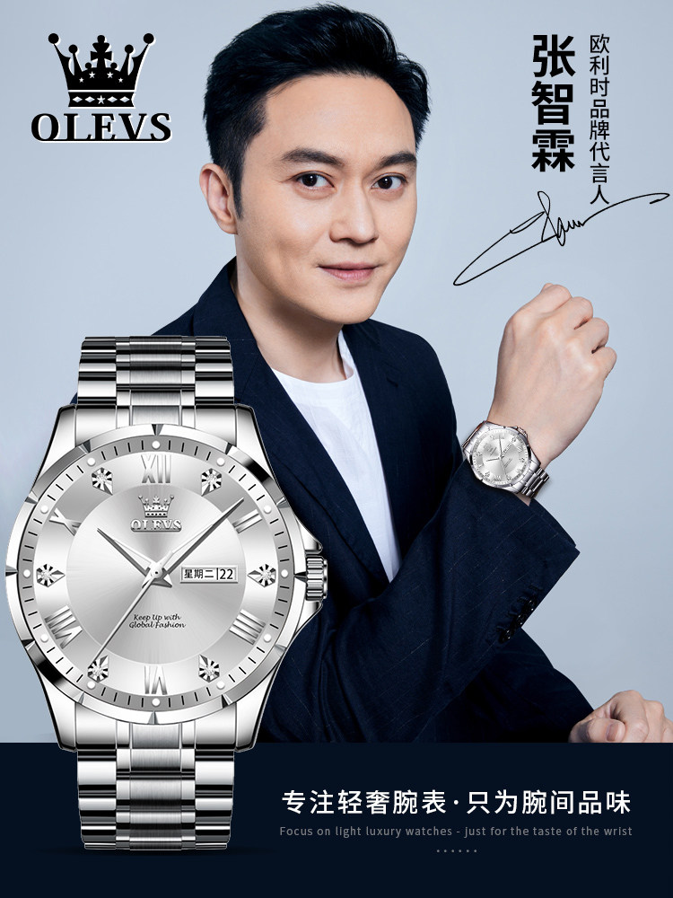 New Genuine Brand Men's Watch, Men's Automatic Mechanical Watch, Business Watch, Waterproof Dual Calendar Quartz Watch, Top Ten