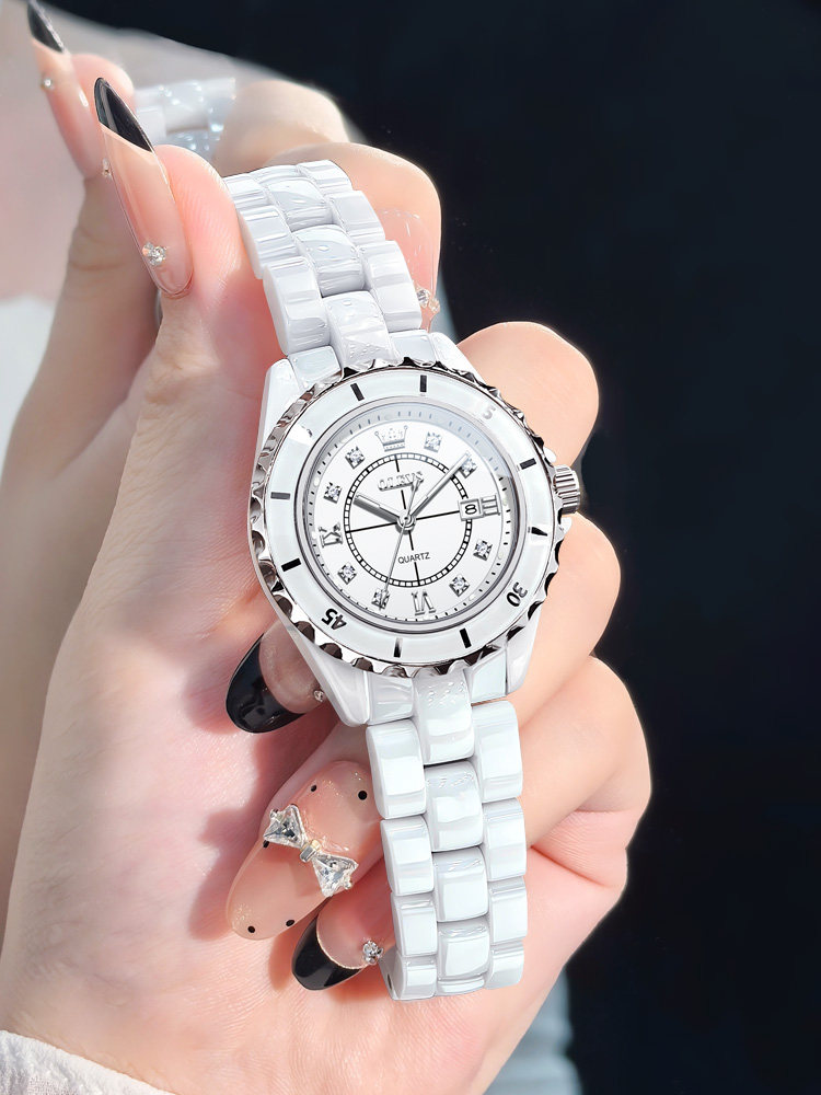 New Year's Gift Swiss Watch for Women, Light Luxury Niche Women's Watch, Luminous Waterproof Ceramic Strap Women's Watch, Top Ten Luxury Watches