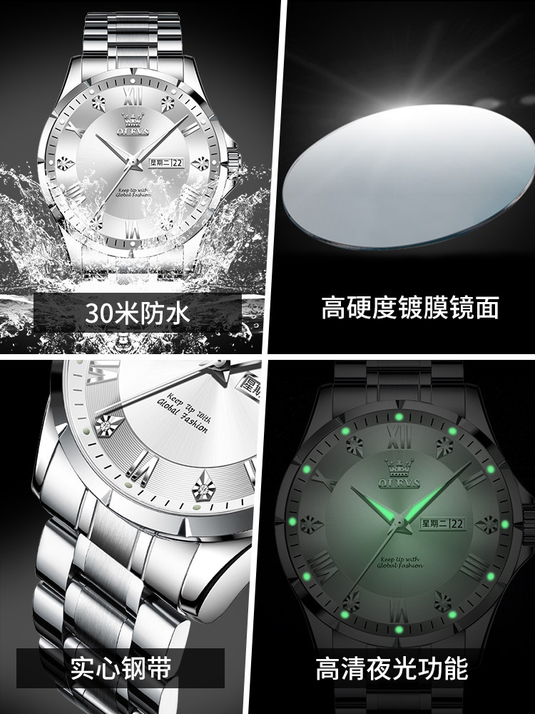 New Genuine Brand Men's Watch, Men's Automatic Mechanical Watch, Business Watch, Waterproof Dual Calendar Quartz Watch, Top Ten