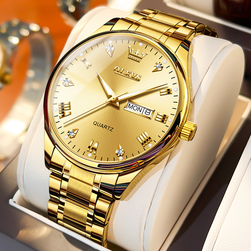 Swiss Certified 2026 New Genuine Men's Watch, Fashionable Waterproof Luxury Brand Watch with Dual Calendar, Gold Men's Watch Swiss Certified 2026 New Genuine Men's Watch, Fashionable Waterproof Luxury Brand Watch with Dual Calendar, Gold Men's Watch
