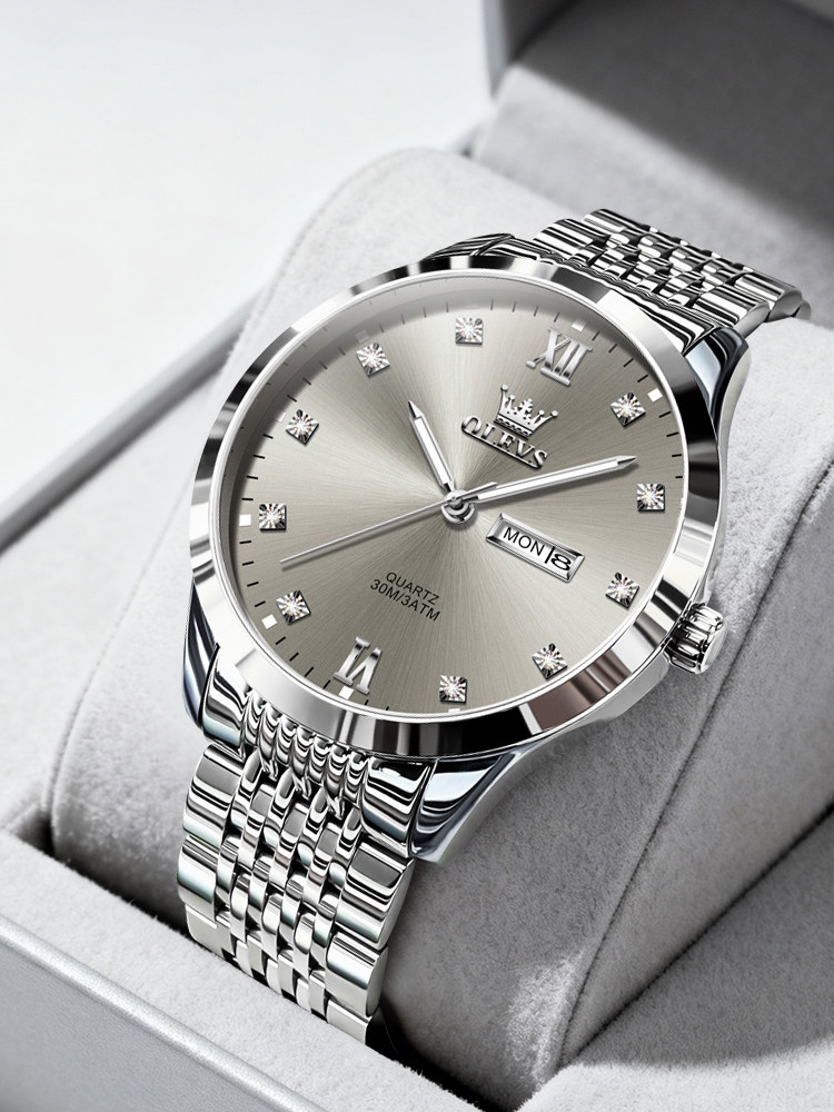 Swiss Genuine New Men's Watch, Men's Mechanical Watch, Fashionable Business Versatile Steel Band Waterproof Quartz Watch for Men