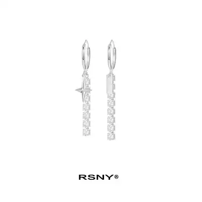RSNY long version crystal ornaments earrings 2020 New Tide girl sterling silver cold wind Net red senior sense# HighLine