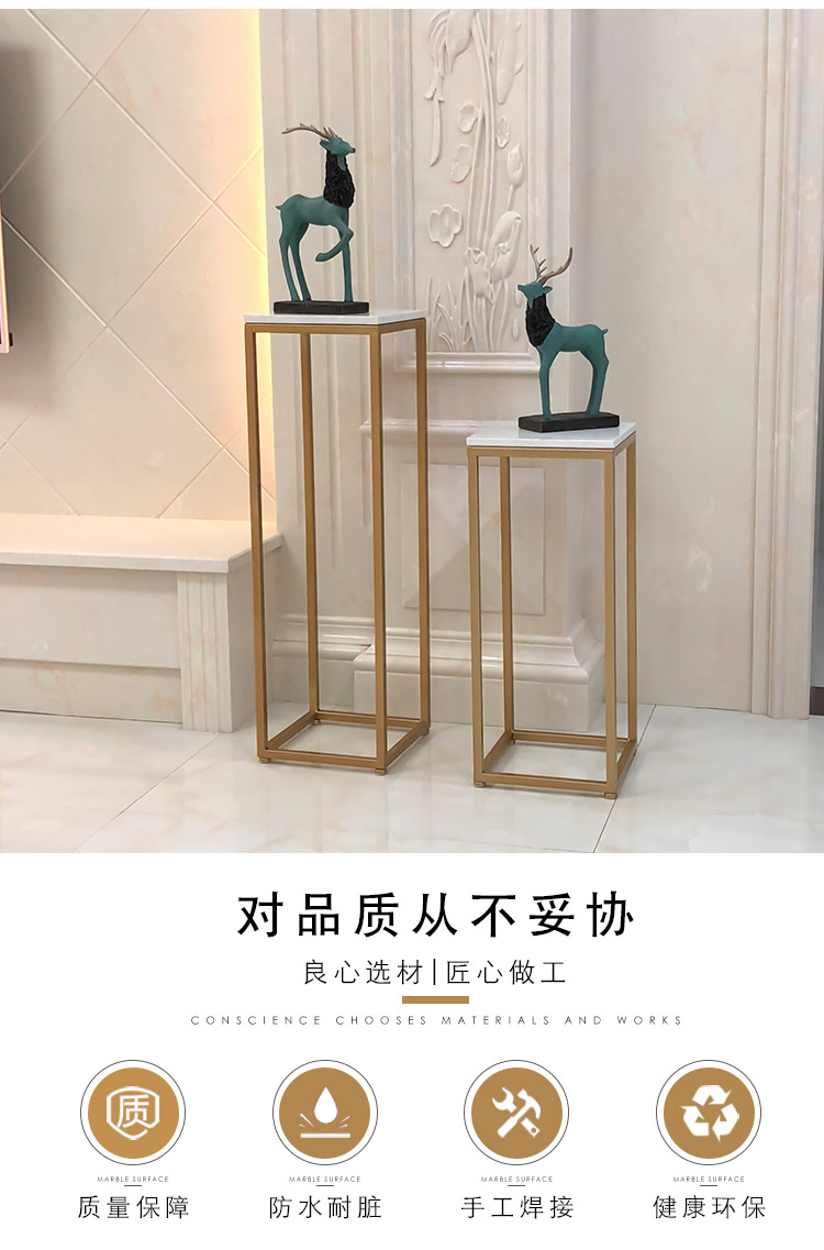 Bắc Âu rèn sắt cẩm thạch hoa đứng phòng khách trang trí khung trong nhà cây xanh khung hoa vàng đứng sàn bonsai khung - Kệ giá để giầy dép