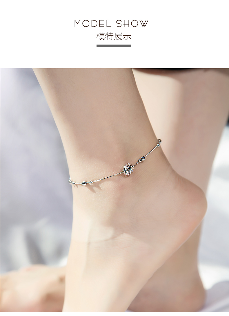 Vòng chân bằng bạc 925 sterling vòng chân nữ bạn gái sinh viên retro retro Nhật Bản và Hàn Quốc của chuỗi chân tùy chỉnh cá tính tươi đơn giản vòng đeo chân cho nữ