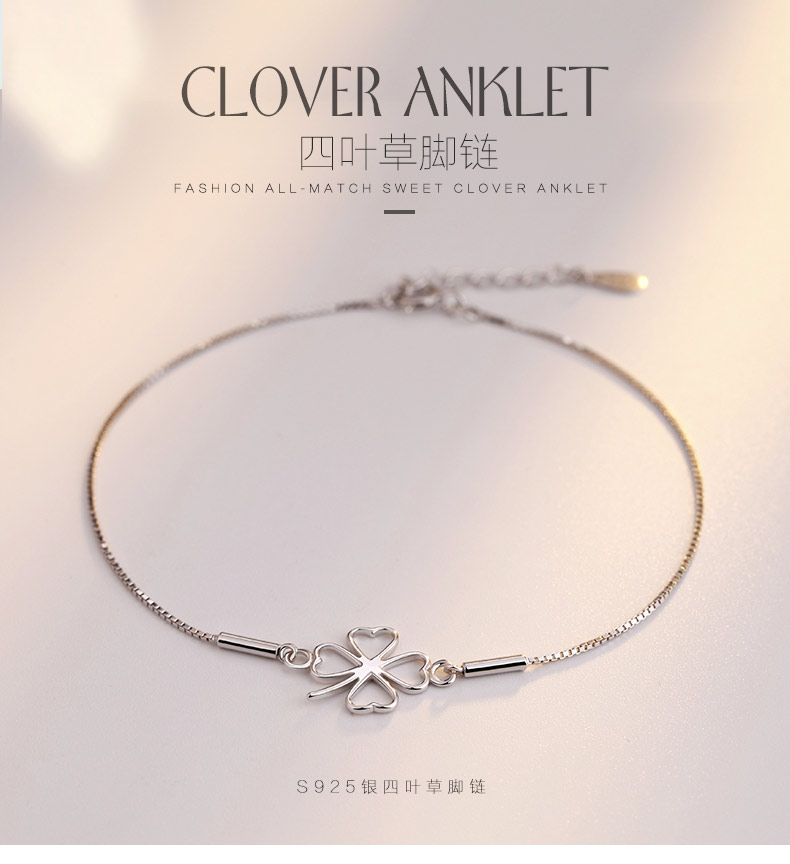 925 sterling silver clover vòng chân nữ sinh viên Nhật Bản và Hàn Quốc phiên bản của Sen đơn giản thời trang sexy bạn gái cá tính chân chuỗi