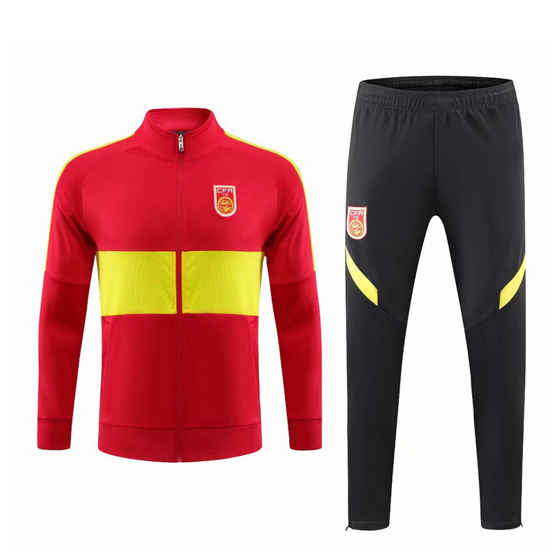 Chinese team football training suit fall winter long sleeve suit men and women soccer coat soccer jacket jersey