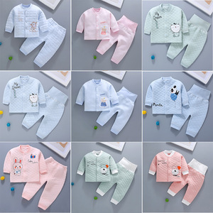 婴儿纯棉秋冬外穿2件套保暖套装居家服