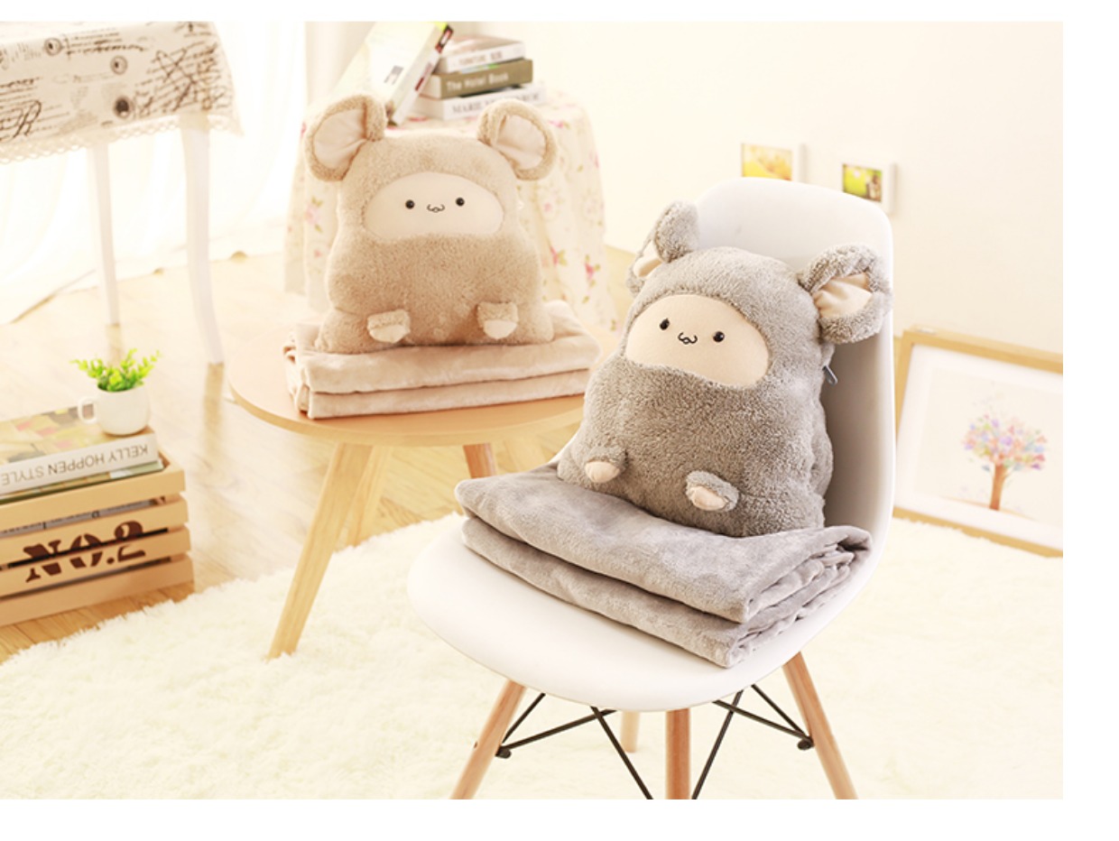 Dễ thương hoạt hình điều hòa chăn gối chăn hai tay ngồi xổm đệm gối tay ấm hơn siesta văn phòng xe gối sofa