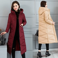 Đầm cotton nữ dài qua đầu gối 2018 mới chống gầy cotton phù hợp với phiên bản Hàn Quốc của áo khoác cotton dày mùa đông gile phao nữ