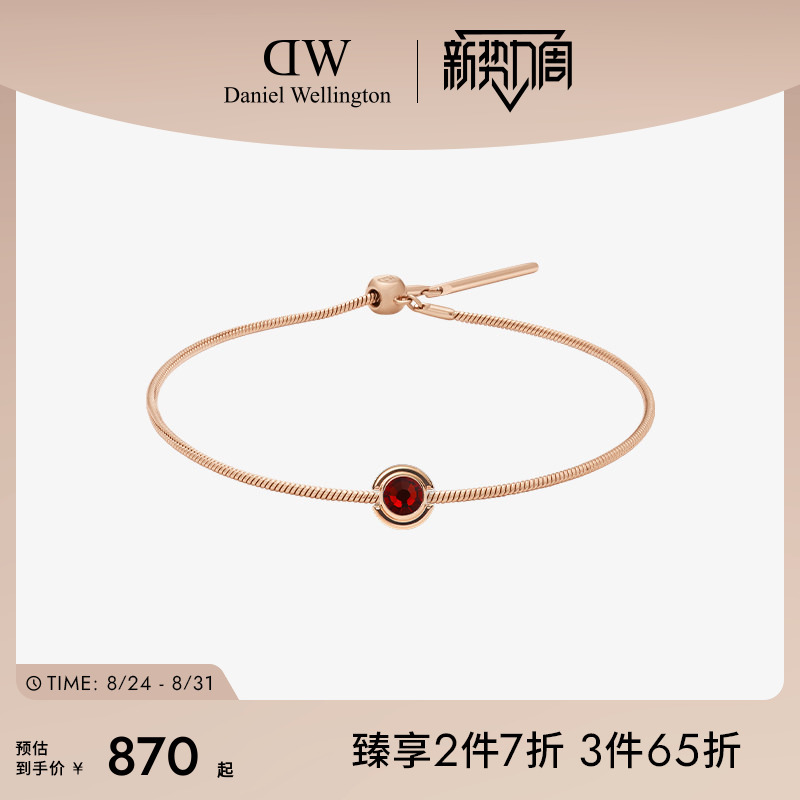 Dw Bracelet for Women Charms Sparkling Crystal Diamond Pendant Rose Gold Birthstone Plain Chain
