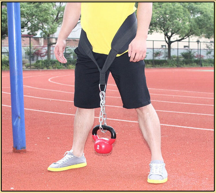 Bring-up fitness thickened nylon weight-bearing belt with chain can be equipped with barbell piece training belt weight-bearing