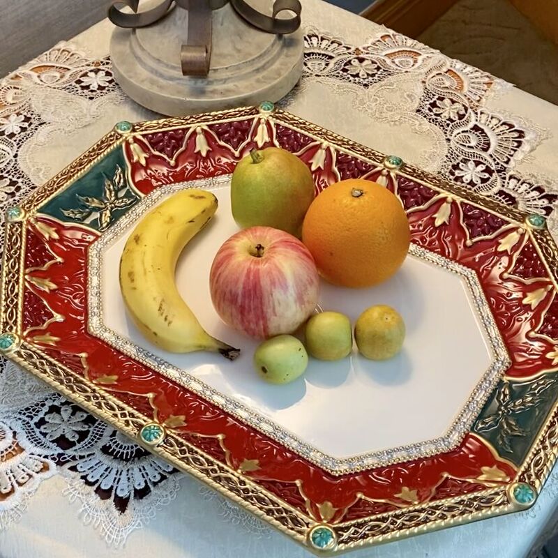 American Underglaze Christmas Ceramic Fruit Plate Bread Plate Salad Plate Tray X'Mas Platter American Underglaze Christmas Ceramic Fruit Plate Bread Plate Salad Plate Tray X'Mas Platter