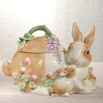 American FF European flower grass rabbit ceramic storage tank candy jar home decoration TV cabinet wine cabinet porch ornaments