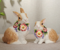 Fangya brand colorful pair of rabbit ceramic ornaments home accessories TV cabinet porch ornaments new home gift