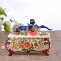 Fangya brand peach fan Magpie and azalea ceramic jewelry box Jewelry box storage box Home wedding gift