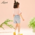 LAVI Girls Little Daisy Denim Shorts 2020 Summer Thin New Children Big Kids Western Style Quần xu hướng - Quần jean