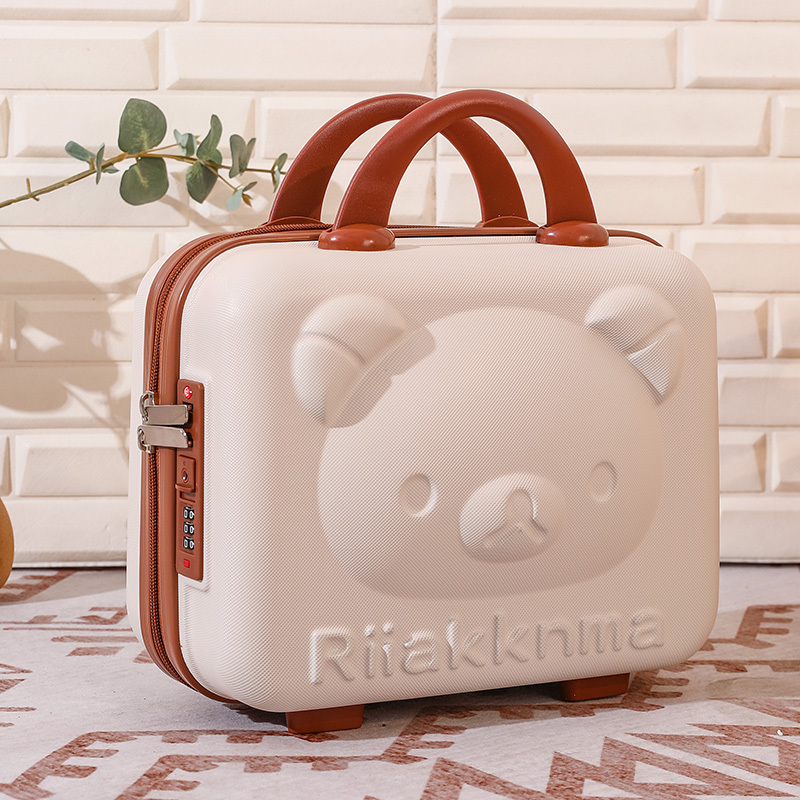 Lockable Cartoon Cute Bear Suitcase for Women 14inch Password Box Portable Makeup Box 16inch Dormitory Storage Box Lockable Cartoon Cute Bear Suitcase for Women 14inch Password Box Portable Makeup Box 16inch Dormitory Storage Box