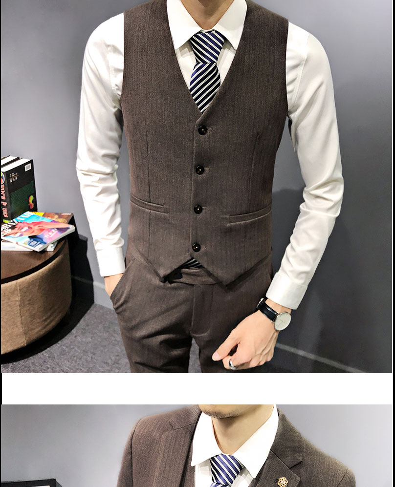 Mùa thu vest vest ba mảnh nam phiên bản Hàn Quốc của Slim British gió kinh doanh bình thường phù hợp với nam phù hợp với váy cưới áo khoác nam