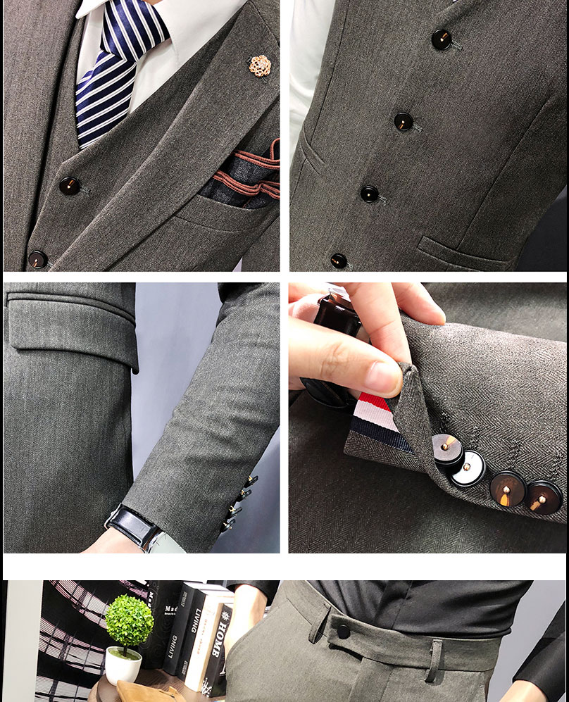 Mùa thu vest vest ba mảnh nam phiên bản Hàn Quốc của Slim British gió kinh doanh bình thường phù hợp với nam phù hợp với váy cưới áo khoác nam