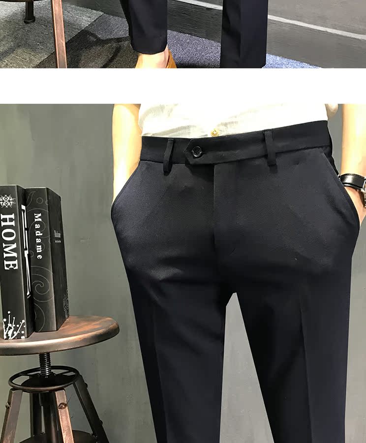 Quần mùa thu nam giản dị Quần dài chân thanh niên Hàn Quốc Anh quần nhỏ chín điểm cộng với quần nhung nam quần áo thời trang