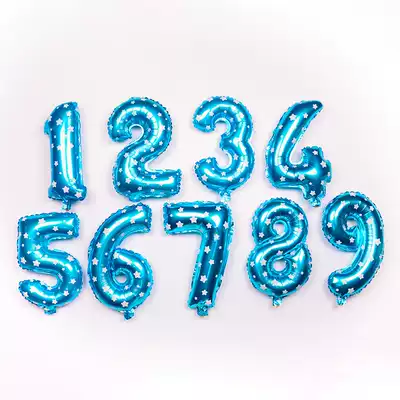 Jinpaiqi blue pink digital balloon small 16 inch aluminum foil balloon aluminum Film Digital balloon 0-9