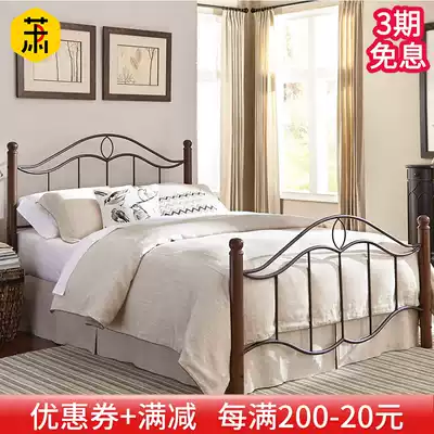 Iron bed double bed 1 5 1 8 single bed 1 2 meters American bed frame simple retro European style idyllic princess bed