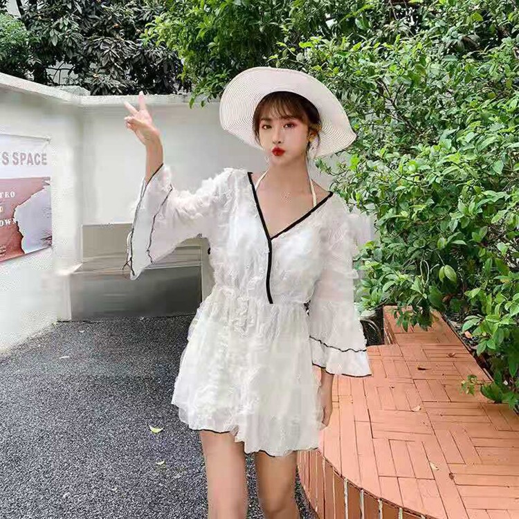 New fashion 2086 belly cover big size fairy Korea ins2021 girls bikini cover meat conservative swimsuit