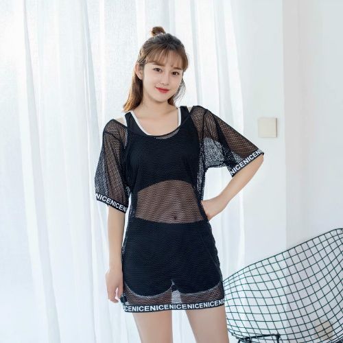 Swimsuit Sports Wind Mesh Yarn 8885 Three sets Student Ladies Fashion Tide Models Short Sleeves 2MM018 New Swimwear