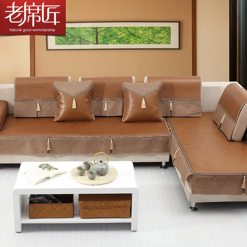 Thợ thủ công thảm cũ mùa hè dày mây thảm mùa hè đệm vải sofa đệm mùa hè đệm mát mẻ đệm chống trượt tùy chỉnh bọc ghế sofa - Ghế đệm / đệm Sofa