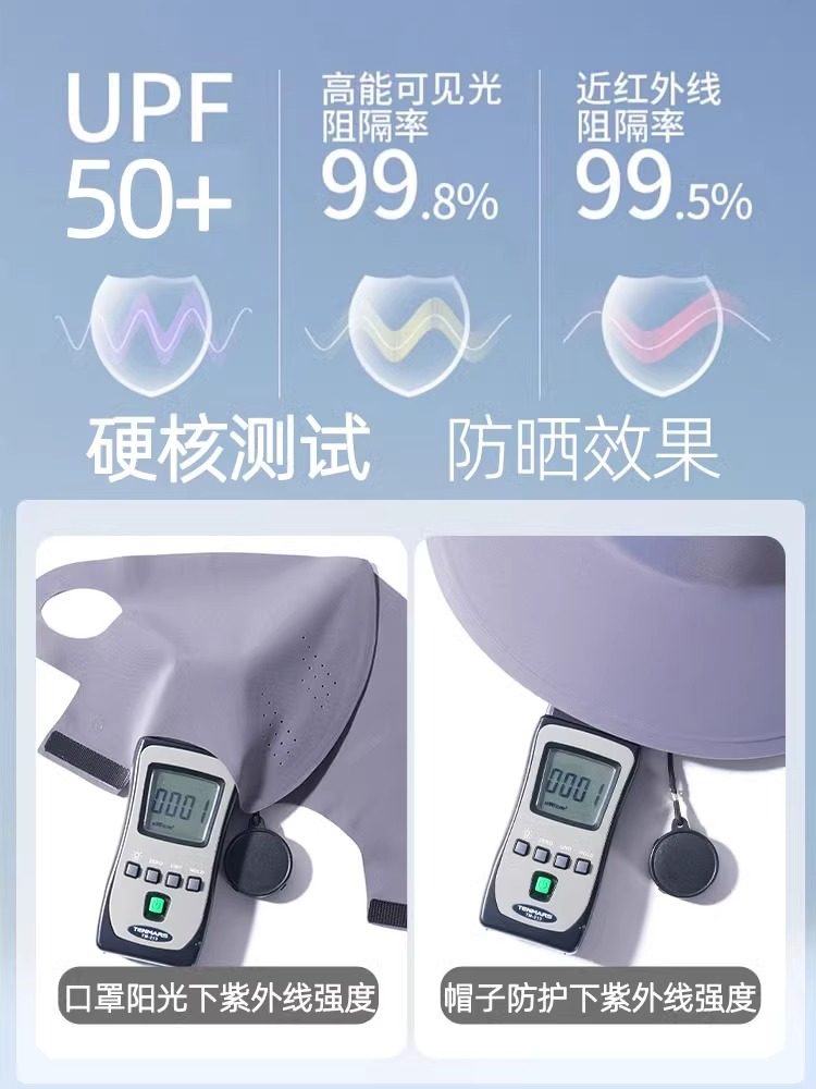 Full Face Sun Protection Mask Hat with Integrated Neck Protection, Uv Protection Mask for Women, Sunshade, Face Cover, Ice Silk Facekini