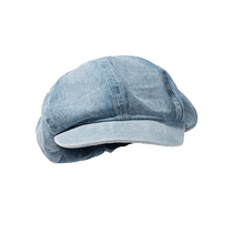 Denim Breda hat female retro painter hat summer thin head enclosure octopus hat summer showed face small blue hat