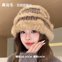 Шерстяная вязаная кроличья шляпа-хаки коричневая