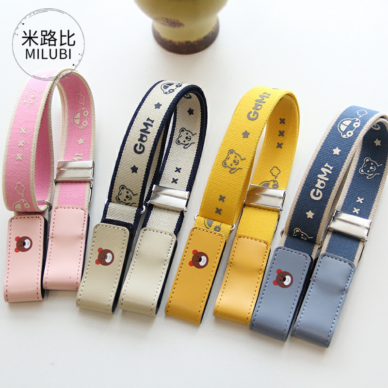 High-end Korean kids belt cartoon bear boy belt girls elastic adjustable elementary school student belt