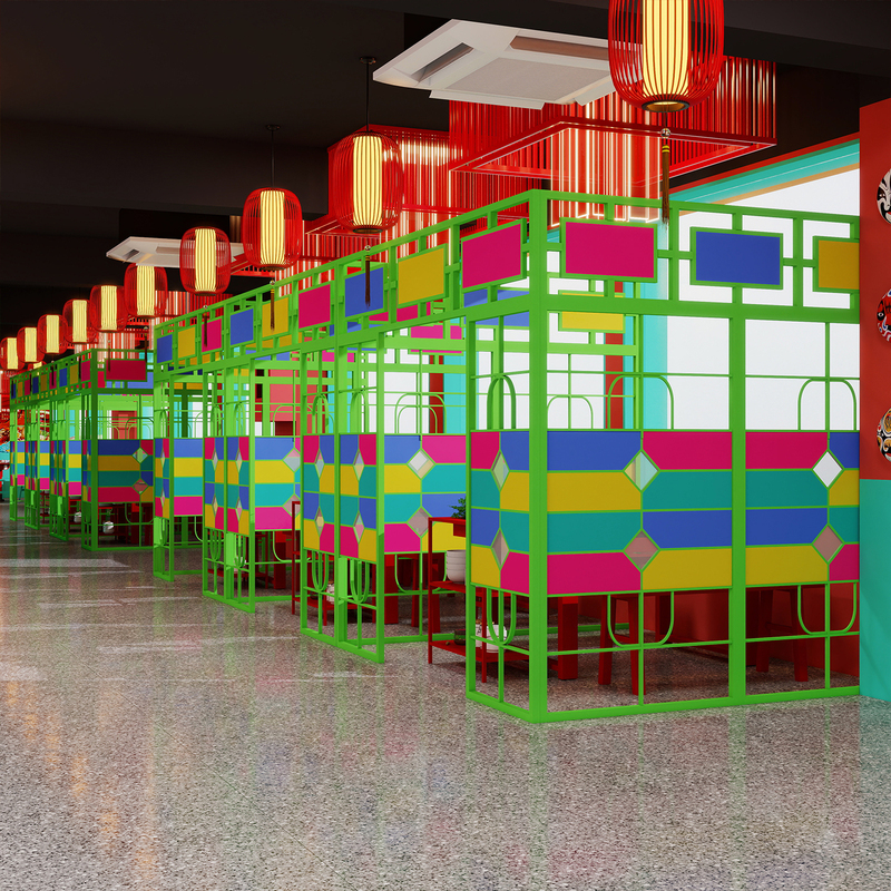 Restaurant Booth Partition Wall, Tavern, Hotel, Tea House Private Room Screen, Hot Pot Restaurant, Colored Glass Partition, Grille Decoration
