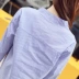 Áo xuân 2018 mới sọc xanh nữ dài tay buông tha phiên bản Hàn Quốc của chàng sinh viên hoang dã mỏng manh chạm đáy áo thủy triều