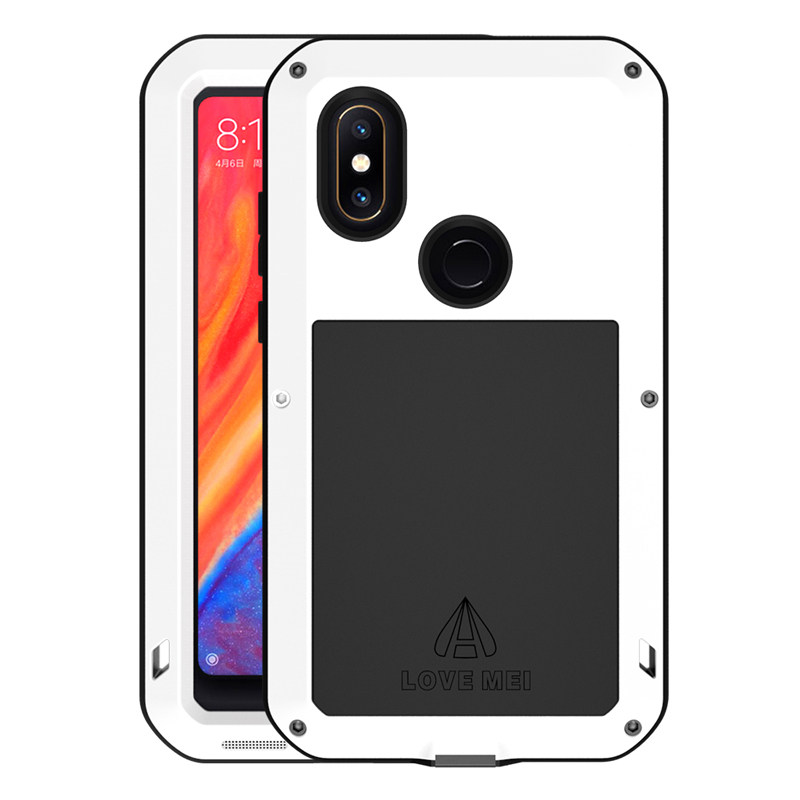 LOVE MEI Powerful Water Resistant Shockproof Dust/Dirt/Snow Proof Aluminum Metal Outdoor Gorilla Glass Heavy Duty Case Cover for Xiaomi Mi MIX 2s