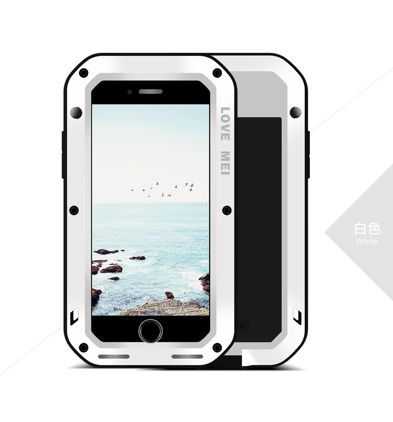 LOVE MEI Powerful Water Resistant Shockproof Dust/Dirt/Snow Proof Aluminum Metal Outdoor Gorilla Glass Heavy Duty Case Cover for Apple iPhone 8 Plus & iPhone 8