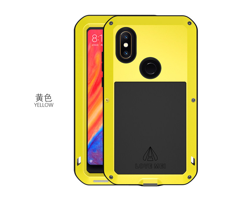 LOVE MEI Powerful Water Resistant Shockproof Dust/Dirt/Snow Proof Aluminum Metal Outdoor Gorilla Glass Heavy Duty Case Cover for Xiaomi Mi MIX 2s