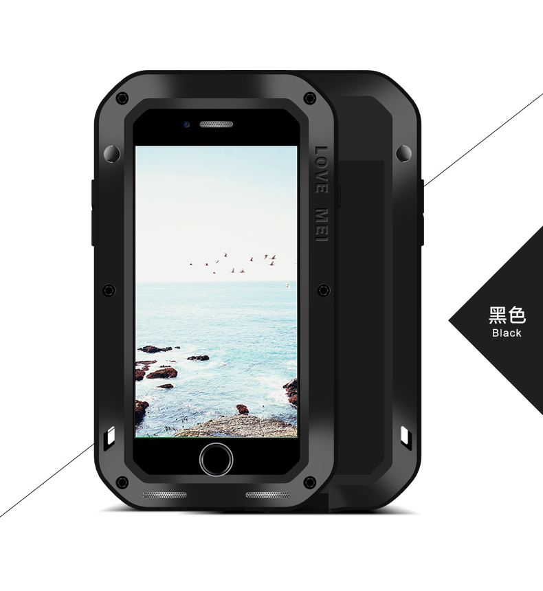 LOVE MEI Powerful Water Resistant Shockproof Dust/Dirt/Snow Proof Aluminum Metal Outdoor Gorilla Glass Heavy Duty Case Cover for Apple iPhone 8 Plus & iPhone 8