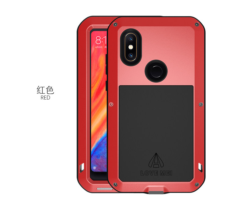 LOVE MEI Powerful Water Resistant Shockproof Dust/Dirt/Snow Proof Aluminum Metal Outdoor Gorilla Glass Heavy Duty Case Cover for Xiaomi Mi MIX 2s