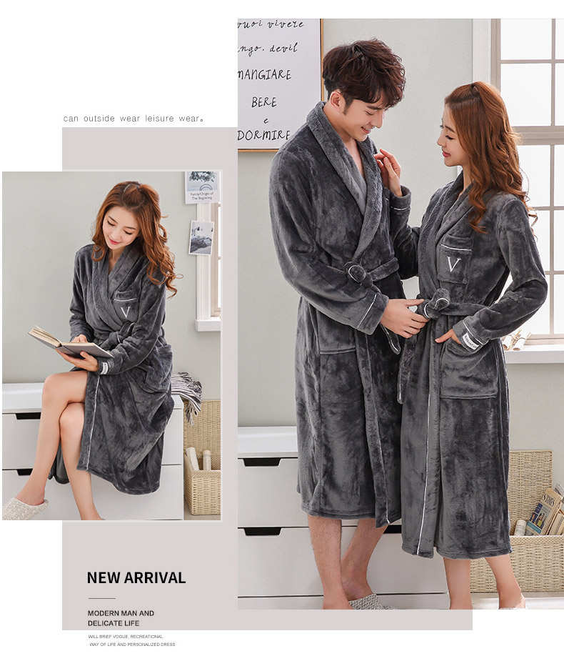 Mùa thu và mùa đông cặp đôi áo ngủ nữ mùa đông san hô lông cừu áo choàng tắm nam đồ ngủ flannel áo choàng tắm nữ áo choàng tắm kích thước lớn dịch vụ nhà đầm ngủ nữ