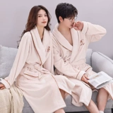 Демисезонный банный халат, фланелевая коралловая бархатная флисовая длинная пижама для влюбленных, увеличенная толщина