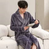 Демисезонный длинный банный халат, бархатная фланелевая коралловая флисовая пижама для влюбленных, увеличенная толщина