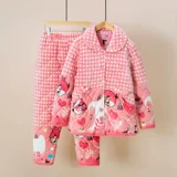 Зимняя стеганая фланелевая бархатная флисовая пижама, зимний удерживающий тепло мультяшный комплект, увеличенная толщина