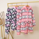 Зимняя стеганая фланелевая бархатная флисовая пижама, зимний удерживающий тепло мультяшный комплект, увеличенная толщина